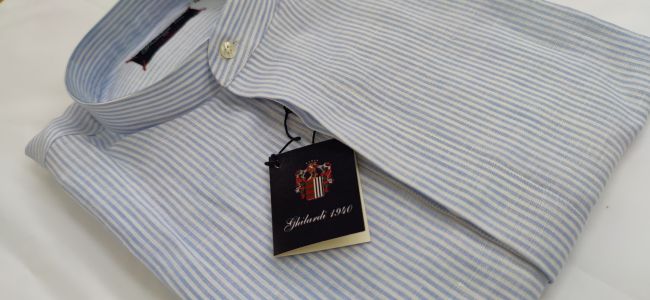 GM0625157 - Men's shirt caftan in 100% striped linen - Ghilardi - Sale and production of men's shirts since 1940