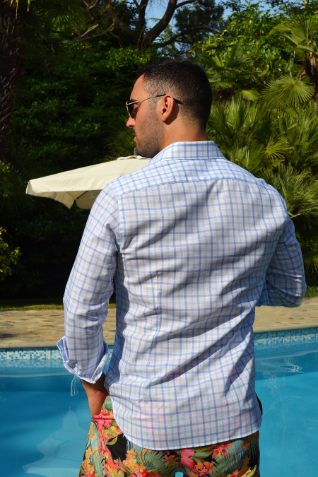 GM0625146 - Men's shirt in 100% flamed cotton with checks - Ghilardi - Sale and production of men's shirts since 1940