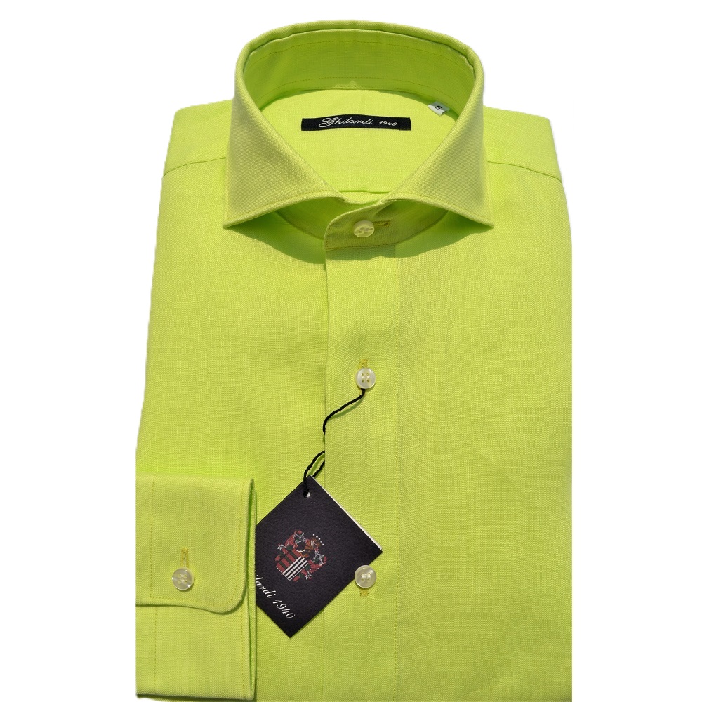 Camicia uomo in 100%  lino lime - Ghilardi - Vendita e produzione di camicie da uomo dal 1940