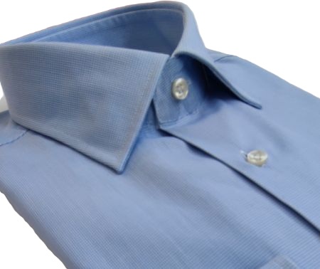 GM0625150 - Men's shirt in 100% cotton poplin with little light blue checks - Ghilardi - Sale and production of men's shirts since 1940