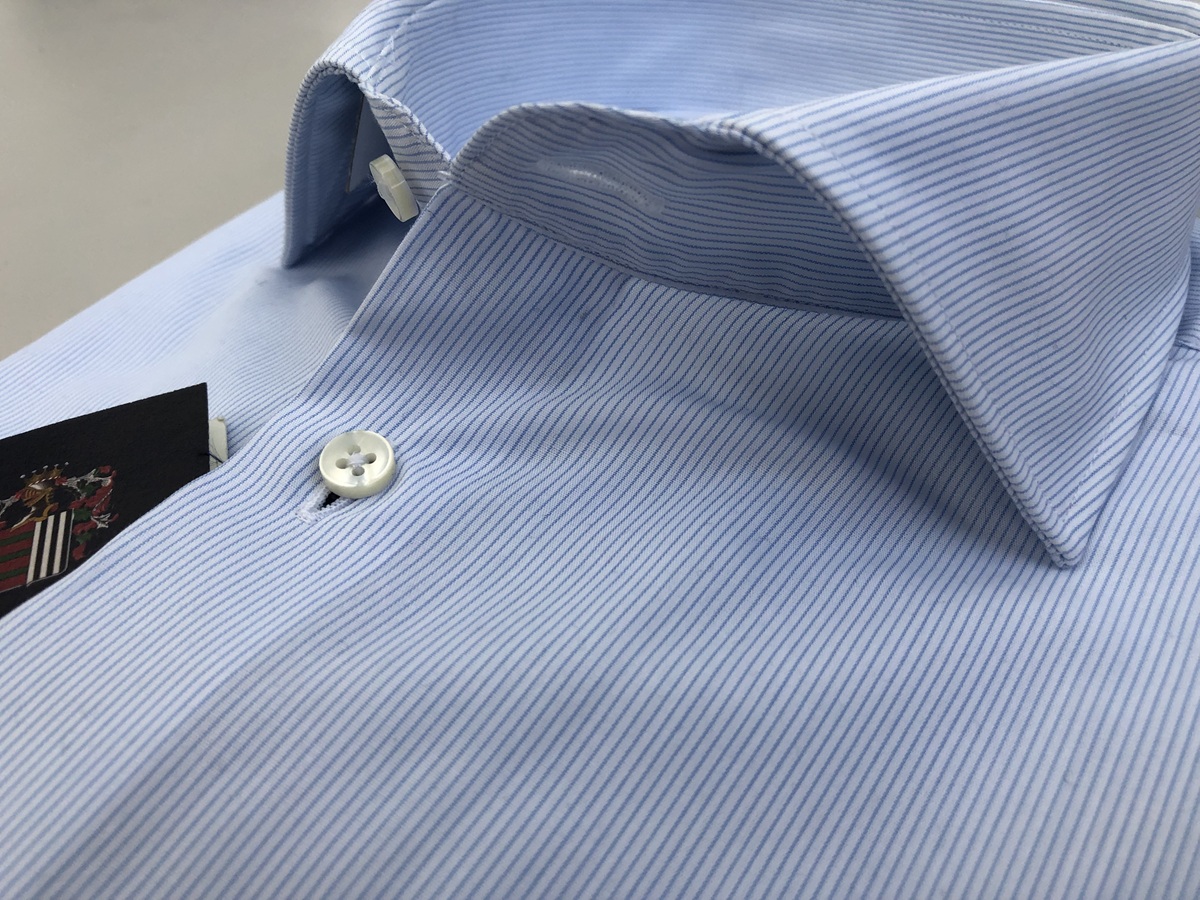 Camicia Uomo 100% cotone in Popeline bianco riga azzurra - Ghilardi - Vendita e produzione di camicie da uomo dal 1940