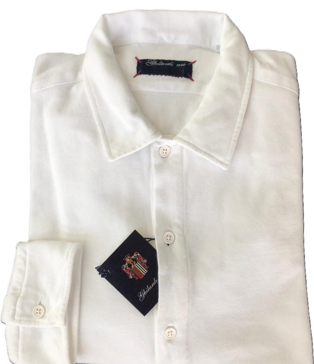Camicia uomo polo in 100% cotone Piquè bianco - Ghilardi - Vendita e produzione di camicie da uomo dal 1940